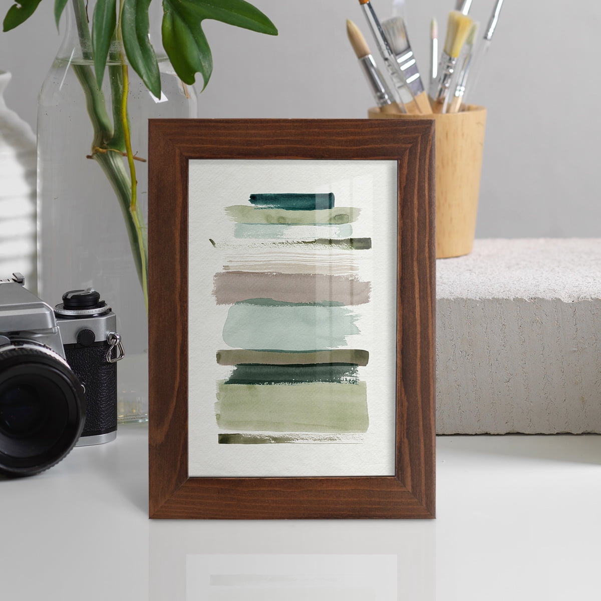 Grass Stains I - Framed Print w/glass - Chestnut