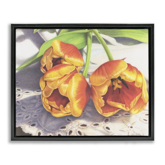 Stupell Industries Three Of A Kind Botanical & Floral Painting Black Floater Framed Art Print Wall Art, 21 x 17