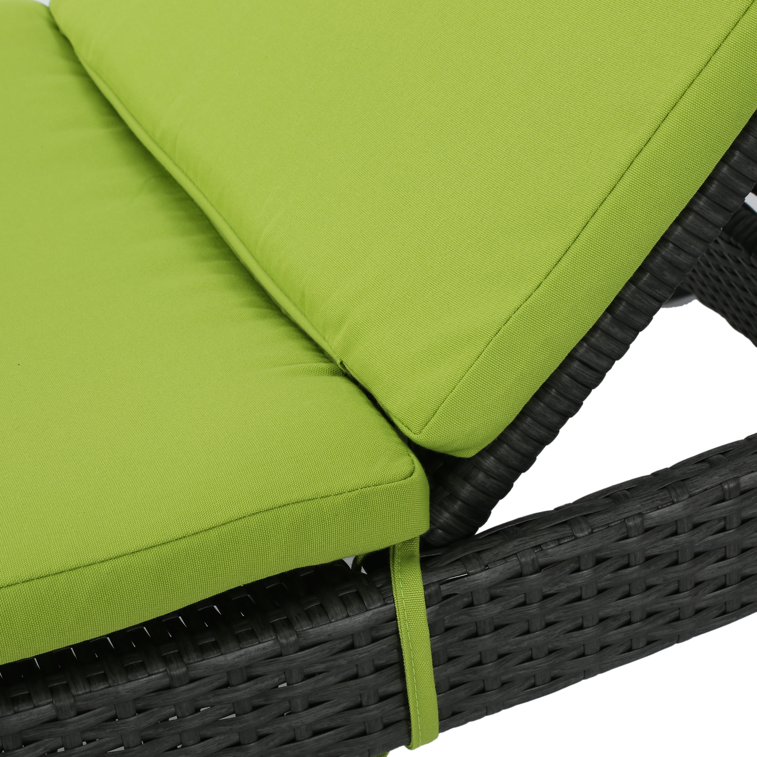 Anthony Outdoor Wicker Adjustable Chaise Lounge with&nbsp;Cushion, Grey, Green