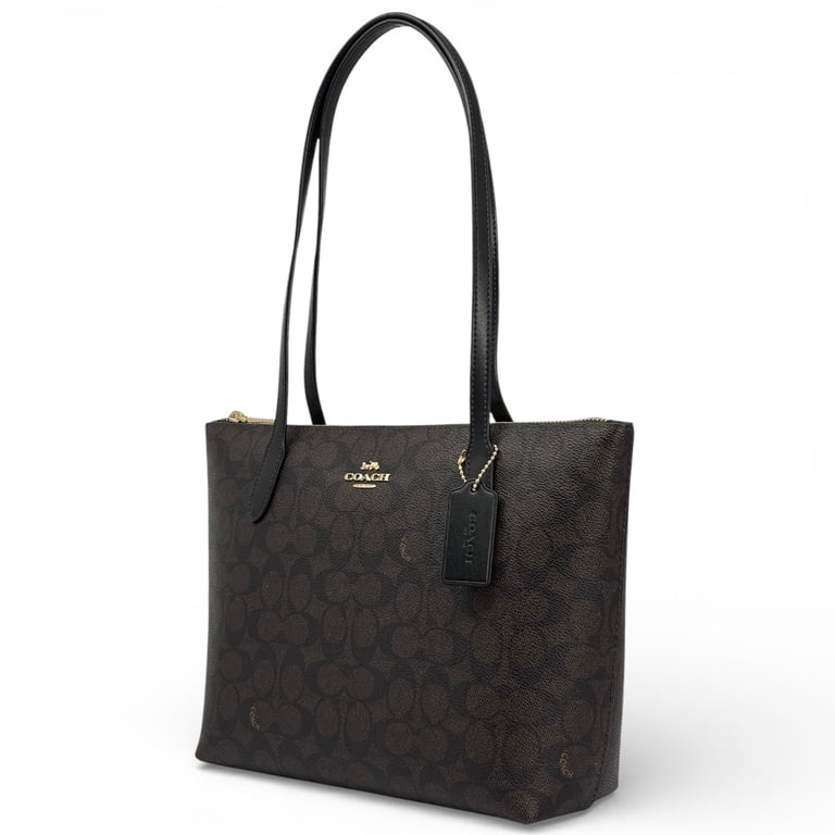 Coach Women's Fiona Small Zip Tote Bag in Signature Canvas (Walnut