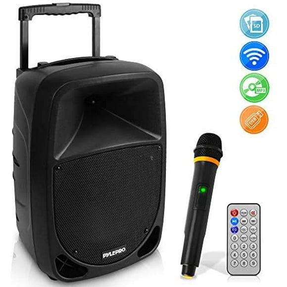 Bocina PA Pyle 1000W Bluetooth Micrófono y Control -Negro