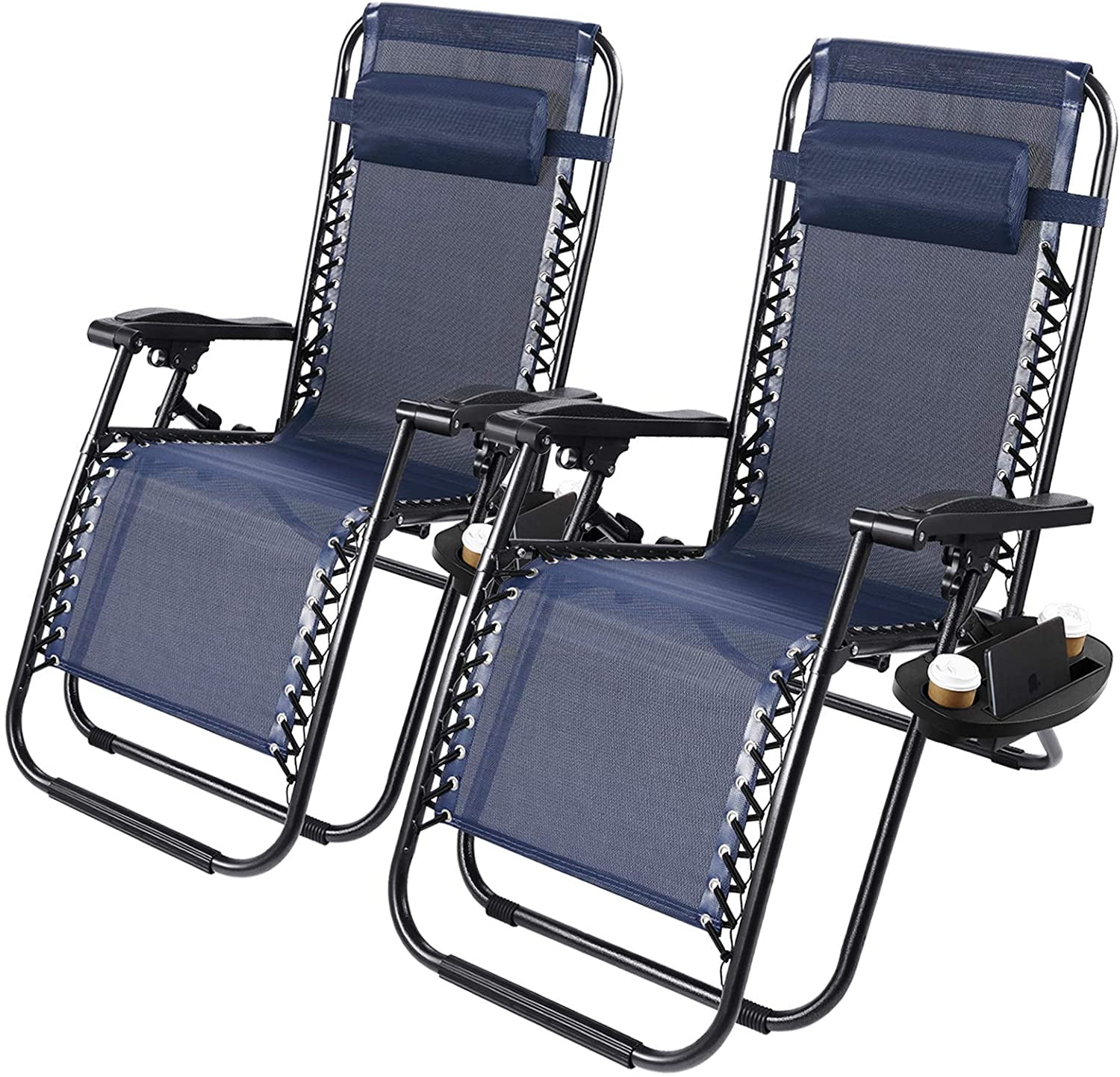Details about   Navy Blue Folding Zero Gravity Recline Chairs Outdoor Beach Patio Yard  2pcs 