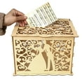 thumbnail image 4 of Vintage Wedding Card Box with Lock - Handmade Wooden Gift Money Holder for Bridal Shower, Anniversary, Party Decor - 11.8 x 9.4 x 8.8 Inch Rustic Plywood Keepsake Chest, 4 of 8