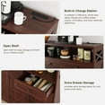thumbnail image 6 of Dark Brown Farmhouse Storage Cabinet with Doors & Drawers, Sideboard Buffet Cabinet with Storage, Kitchen Pantry Hutch Cabinet, Coffee Bar Cabinet Station Table for Kitchen, Livingroom, Dining Room, 6 of 15