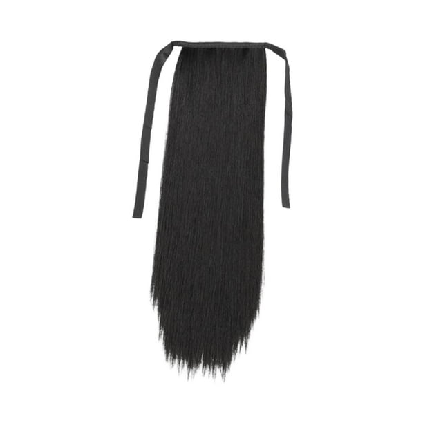 Postizo Yuyangstore Extensión de cola de caballo Cabello largo negro 85cm