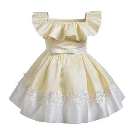

Toddler Baby Girl Dress Ruffle Sleeveless Dress Baby Girl Summer Dress Party Dance Dress Princess Dress Yellow 12-24 Months