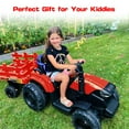 thumbnail image 4 of Outfunny 24V Ride on Toy for Big Kids, Powered Ride On Tractor with Trailer & Remote - Red, 4 of 10