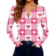 thumbnail image 6 of Amidoa Valentines Womens Tops Knit Long Sleeve Cute Pink Tunic Slim Fit Colorful Buttons Heart Outfits Women Shirt L, 6 of 8