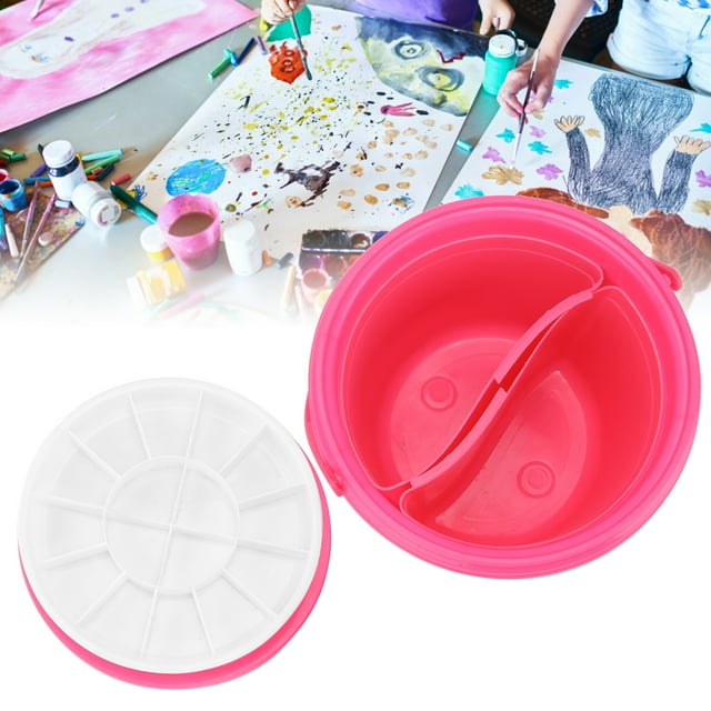 Bañera de Pincel de Pinta, Cepillo de Pinta reutilizable Taza de Plástico Multifunción 2 Barcos compartimientos para Mezcla de color