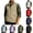 Khaki, variant on Men's Vest Sleeveless Stand Collar Zipper Multi-Pocket Solid Color Outdoor Utility Vest