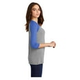 thumbnail image 3 of District Womens Perfect Tri 3/4-Sleeve Raglan T-Shirt Royal Frost/ Grey Frost DM136L L, 3 of 3