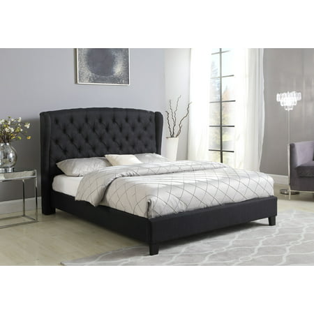Best Master Furniture Yvette Black Tufted Upholstered Platform Bed, Cal.
