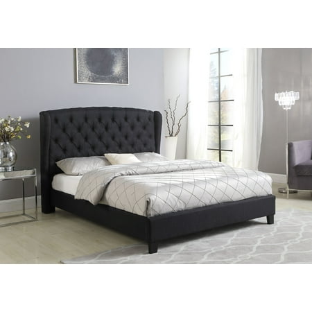 Best Master Furniture Yvette Black Tufted Upholstered Platform Bed Cal King