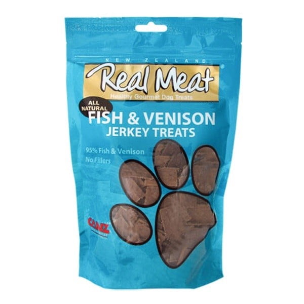Real Meat Jerky Dog Treats Fish and Venison 4 Ounce