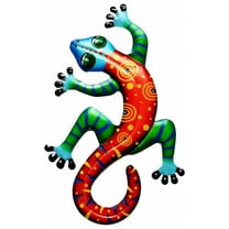 SDJMa Metal Lizard Wall Decor Outdoor Indoor Metal Wall Art Gecko Hanging Decorations Metal and Glass Garden Theme Home Decorations for Garden Living Room Bedroom