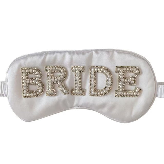 Máscara para dormir de seda para novia con bordado de perlas - Ele