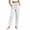 White, variant on Ayolanni Pants for Women Solid Cotton Linen Comfy Straight Leg Pants Flowy Drawstring Elastic Waist Green Petite Trousers with Pockets L