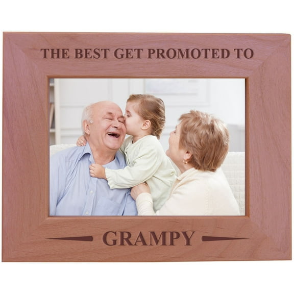 CustomGiftsNow The Best Get Promoted To Grampy - Wood Picture Frame - Fits 5x7 Inch Picture (Horizontal)