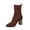 Brown, variant on Bixock Boots for Women Mid Heel Short Boots Large Size Pointed Toe Slip On Stretch Sock Boots Comfortable Warm Daily Wear Fall Women Shoes