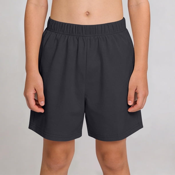 Pantalones cortos deportivos casuales de cintura elástica de color sólido para niñas, pantalones de poliéster