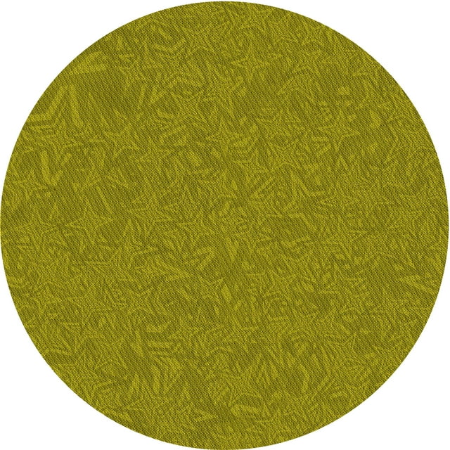 Ahgly Company Machine Washable Indoor Round Transitional Dark Yellow Green Area Rugs, 4' Round