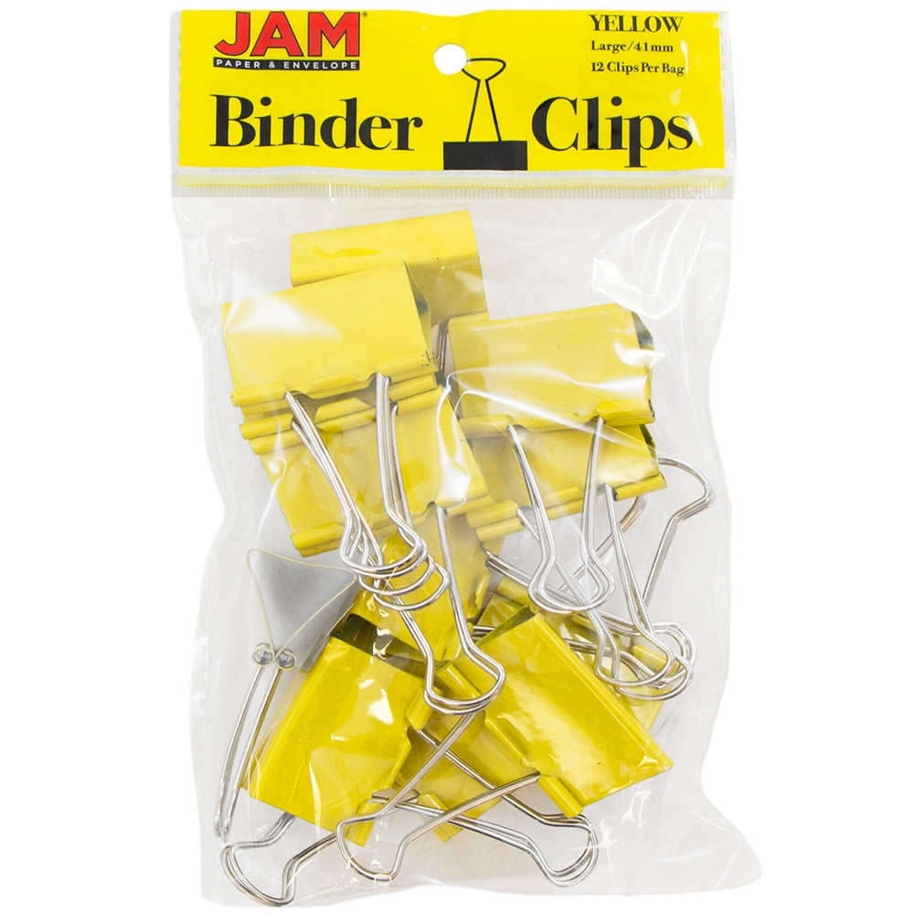 JAM Binder Clips, Yellow Binderclips, 12/Pack, Large, 41mm Walmart
