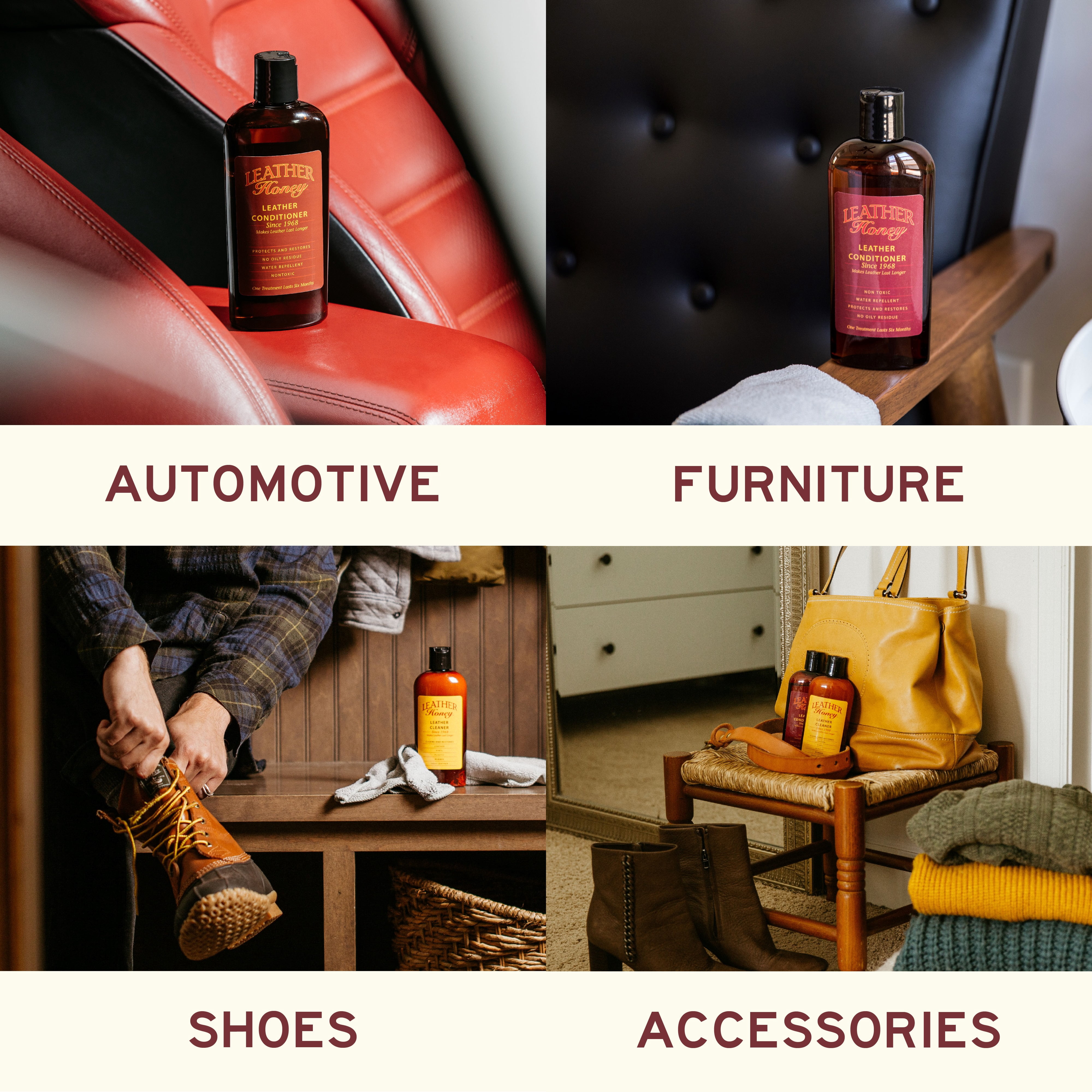 Leather Honey Non-Toxic Leather Care Kit, Contains 8oz Cleaner, 8oz Conditioner and Two Applicator Cloths