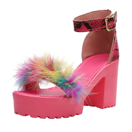 

Mackneog Women s Casual Open Toe Platforms Wedges Sandals High Heels Shoes Gift on Clearance
