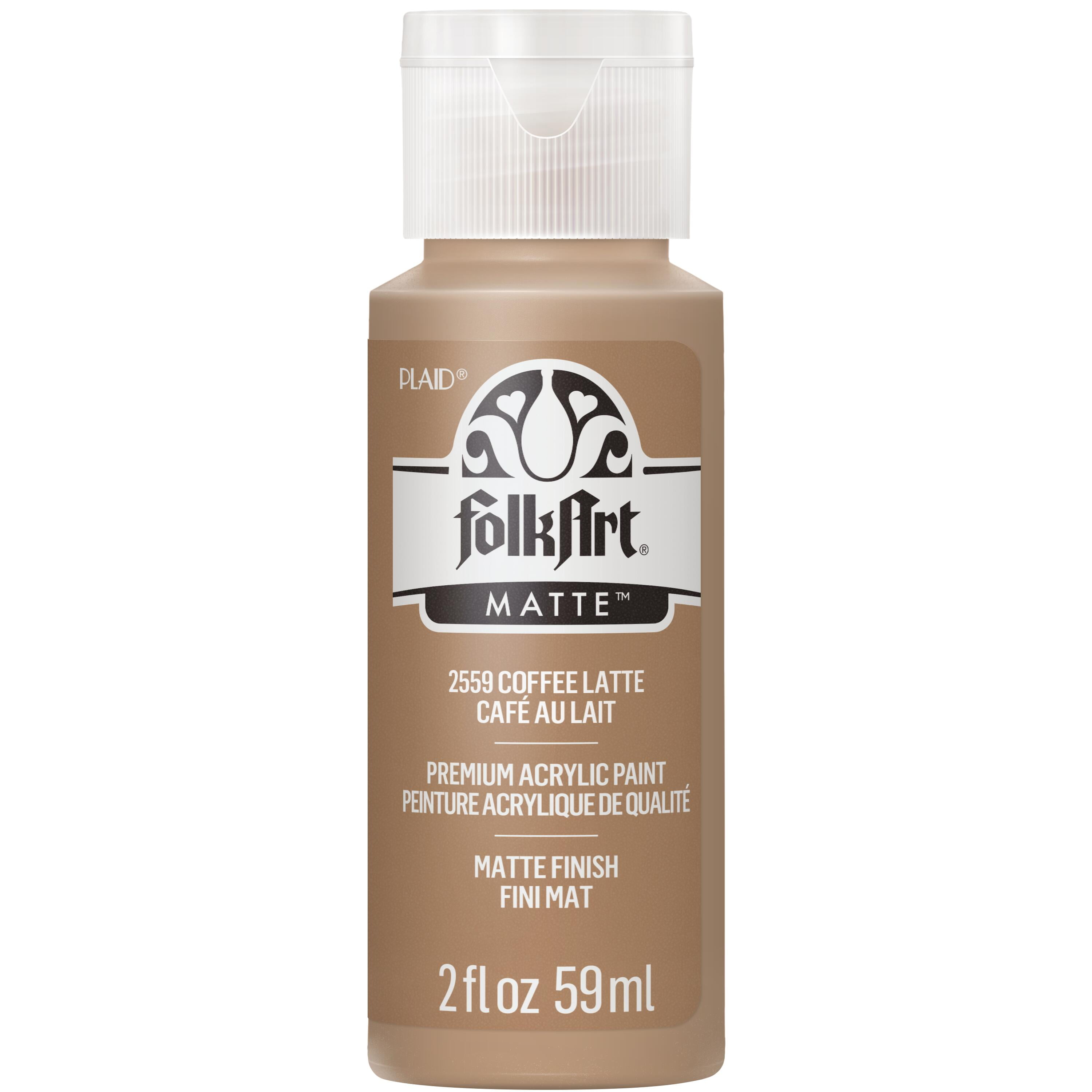 (2 pack) FolkArt Acrylic Craft Paint, Matte Finish, Coffee Latte, 2 fl oz