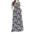 thumbnail image 1 of Vestido bohemio de manga corta con estampado de cuello redondo de talla grande informal para mujer Vestido largo con bolsillos Pompotops ghjkhdj15143, 1 of 8