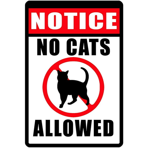 Notice No Cats Allowed Rustic Retro Shabby Chic Metal Tin Sign Garage Vintage Garden House Wall Decor 12X8 Inch