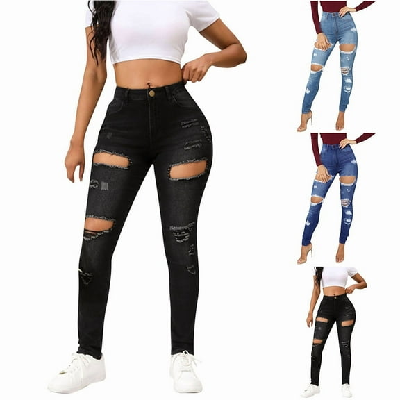 pstuiky Women Jeans, Solid Color Loose Long Trousers with Pockets Simple Workout Pants Black L