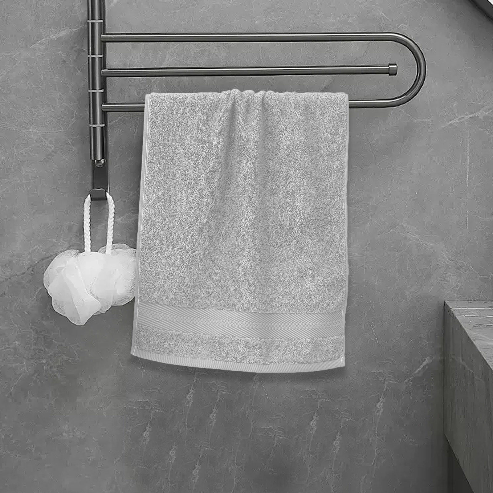 Slhenay Bath Towels, Cotton Towel Set for Bathroom, Hotel, Gym, Spa, Soft Extra Absorbent Quick Dry 28*14 Inch 5 Pcs Gray