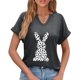 thumbnail image 5 of Corto para las Mujeres Casual Verano 2025 Pascua Impresión V-Cuello Camiseta, Ligero 95% Poliéster 5% Spandex Top para Toda la Temporada Hogar Y Diario, 5 of 7