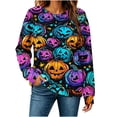 thumbnail image 4 of Plus Size Women's Halloween Graphic Sweatshirts Crew Neck Long Sleeve Comfortable, 4 of 5