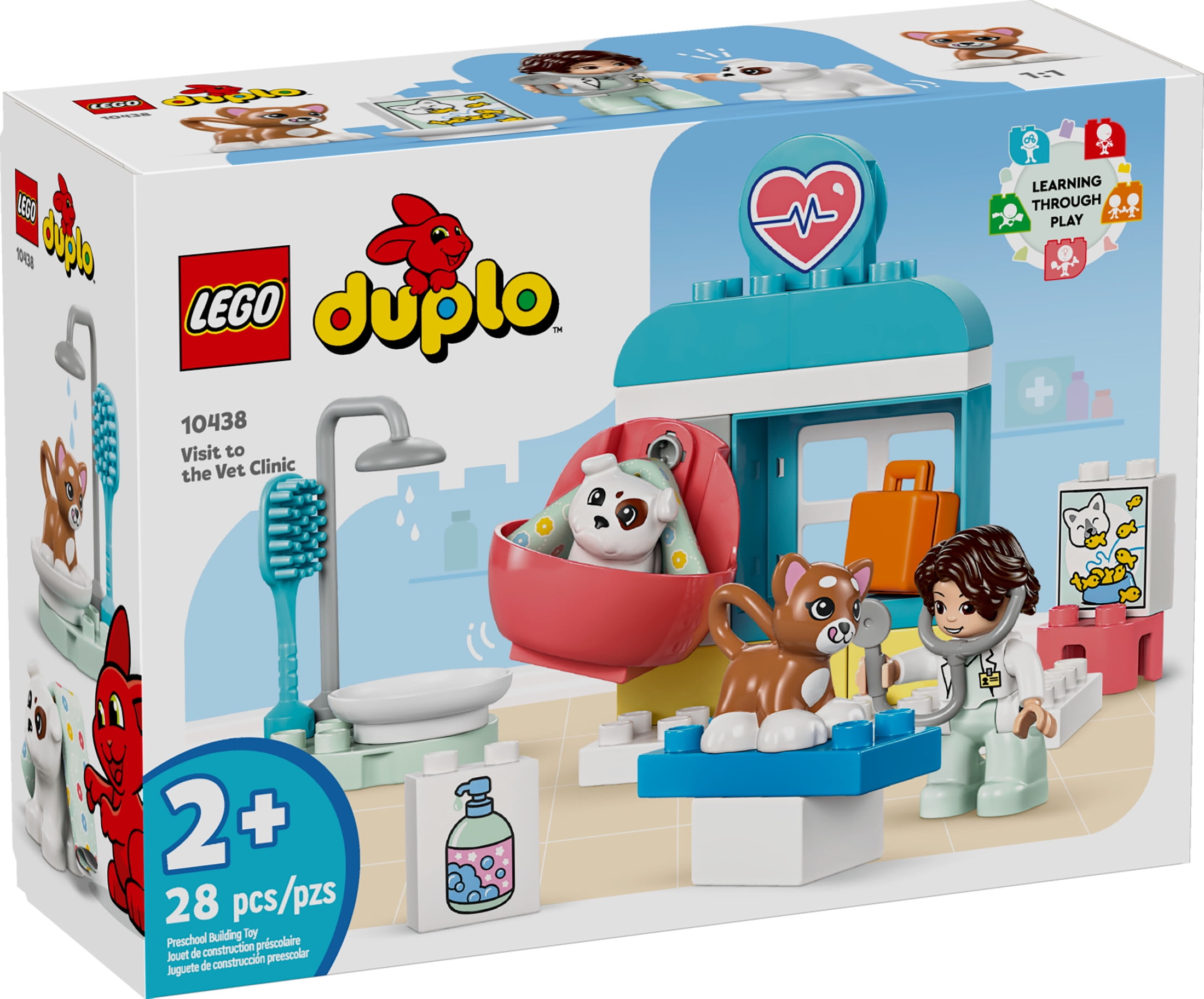 LEGO DUPLO Town Visit to the Vet Clinic Pet-Care Role-Play Toy, Dog, Cat and Veterinarian Figures, Social Emotional Learning  Pretend Play Animal Set for Toddlers Aged 2 Years Old and Up, 10438