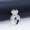 thumbnail image 3 of Uloveido Fashion Large Simulated Emerald Statement Halo Ring with Round Green Crystal for Women Party Anniversary RJ213 (Size 6), 3 of 6