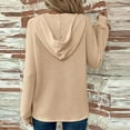 thumbnail image 4 of UoCefik Womens Lightweight Sweatshirt Fashion Waffle Knit Buttons Drawstring Hoodies Fall Hooded Henley V Neck Long Sleeve Pullover Cute Plus Size Casual Tops Beige 3XL, 4 of 6