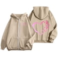 thumbnail image 2 of NinXxx Women's Cancer Prevention Zipper Long Sleeve Pocket Drawstring Hoodie Khaki L, 2 of 6