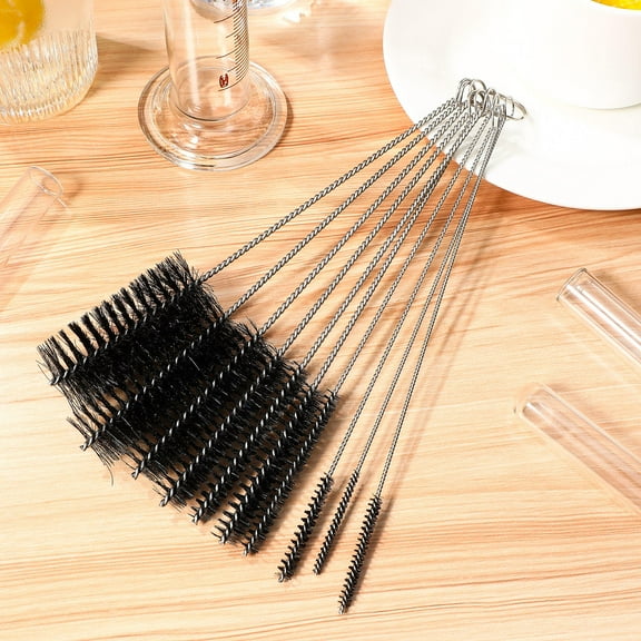 WHAMVOX  10 Pcs Reusable Straws Brush Pipe Cleaner Cleaning Bottle Black