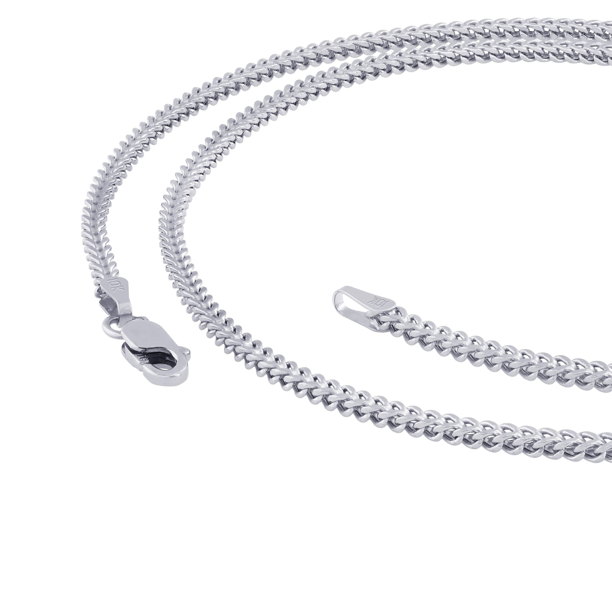Nuragold 10k Real White Gold Franco Square 1.5mm Box Chain Wheat Chain Necklace (16"-24") Dainty Italian Jewelry for Men & Women