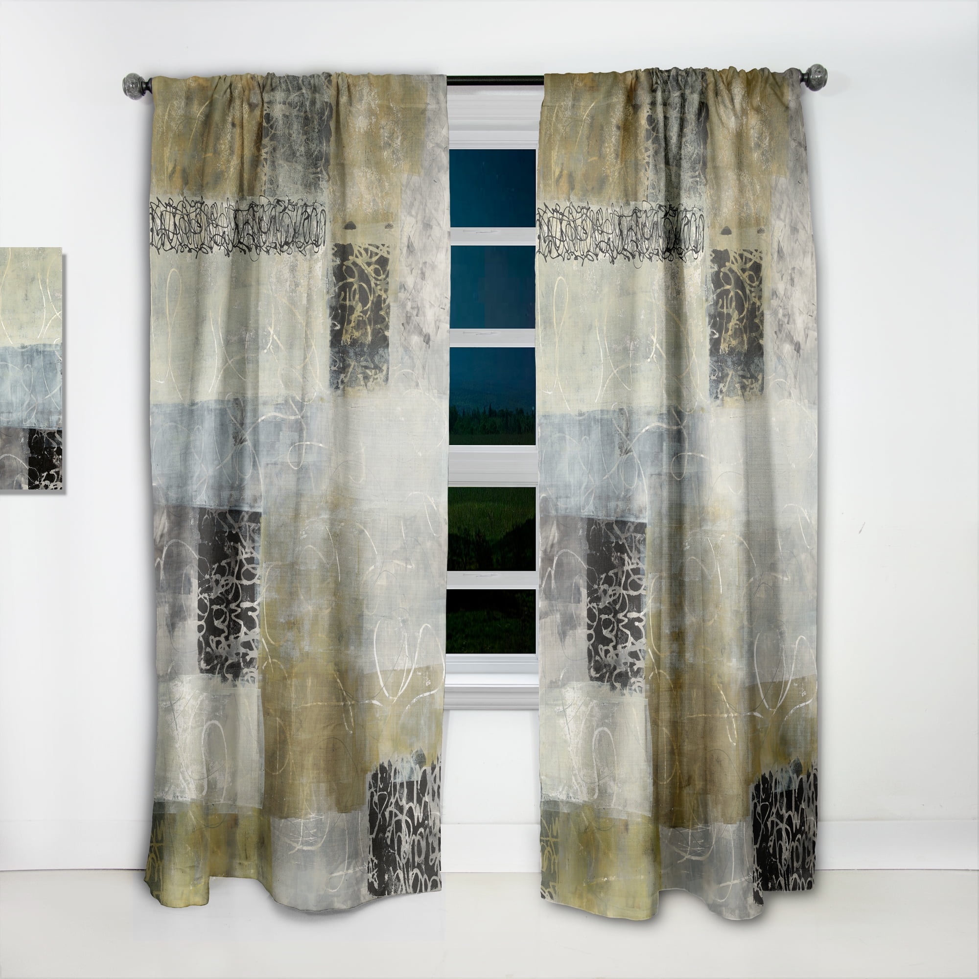 Designart 'Fractal Multicolor Twin City' Glam Curtain Panel