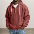 thumbnail image 3 of LNZGNM Henley Hoodie for Men Waffle Knit Drawstring Pullover Long Sleeve Casual Loose Fit Sweatshirt Hooded Tops 2026, Red (XXXL), 3 of 5
