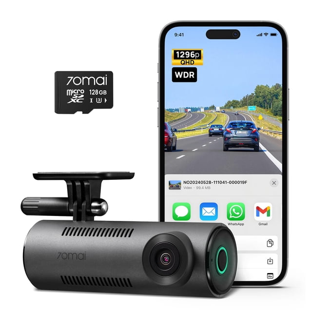 Dash Cam 70mai M310 1296P QHD + Tarjeta SD de 128 GB para coches