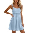 thumbnail image 6 of Bxsruta Women's Spaghetti Strap Tie Shoulder High Waist Babydoll Dress Casual Pull on A Line Sleeveless Mini Dress with Lace Trim for Summer Spring Comfy Daily Wear, 6 of 8