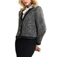 thumbnail image 4 of INSPIRE CHIC Women's Tweed Blazer Long Sleeve Work Office Short Jacket S Dark Grey, 4 of 5