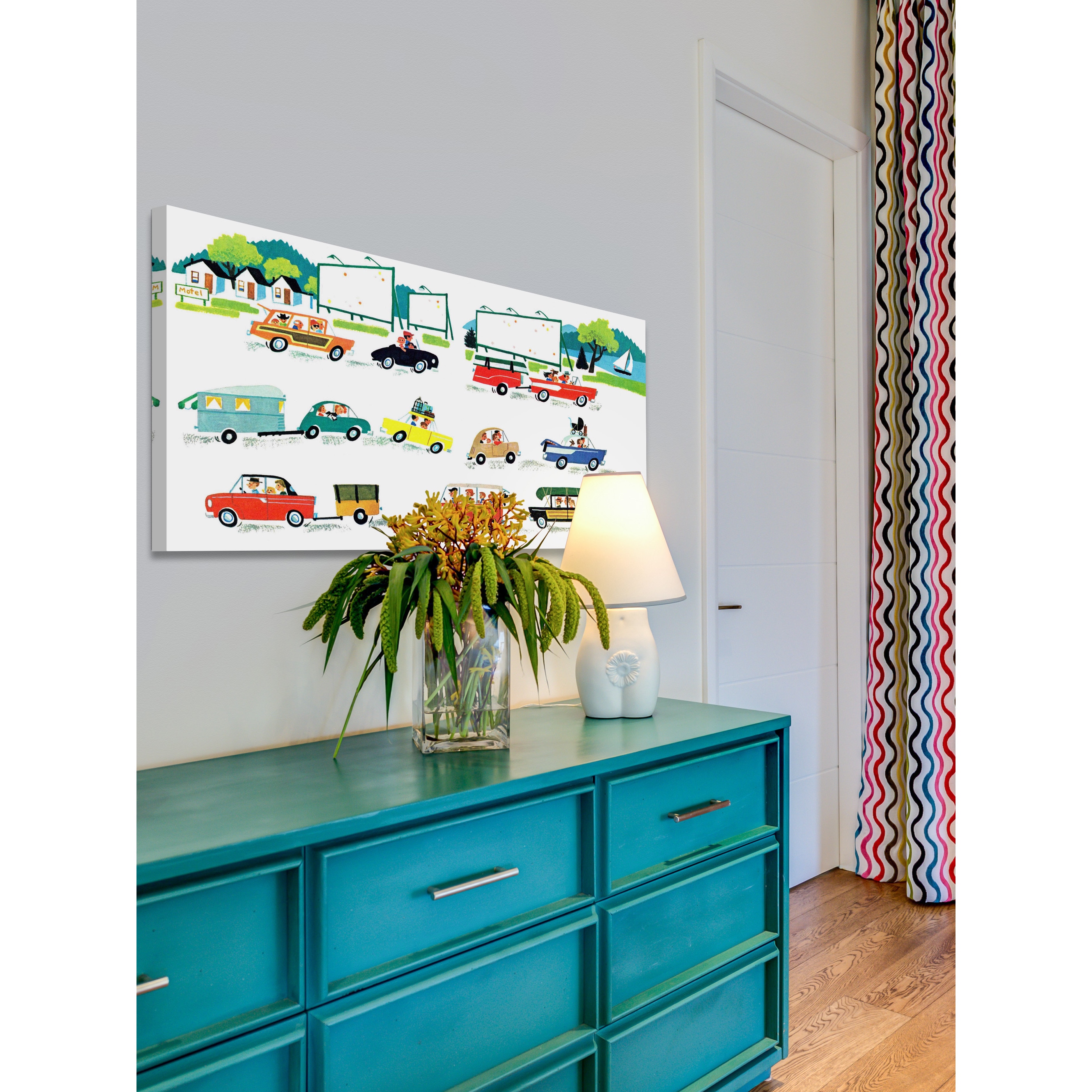 MARMONT HILL  'Cars' by Curtis Painting Print on Canvas - Multi-Color 36 x 18