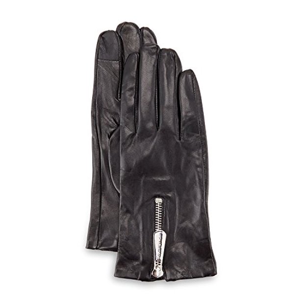 MICHAEL Michael Kors Leather Gloves Zipper And Gusset Touch Tips XL