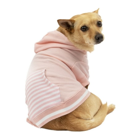 Vibrant Life Polyester Striped Dog and Cat Hoodie  Pink  S