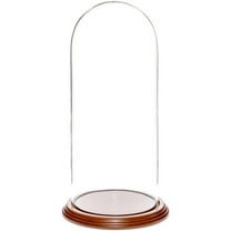 Plymor 5.5" x 13" Glass Display Dome Cloche (Walnut Veneer Base)